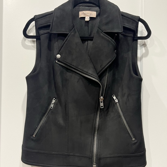 Jackets & Blazers - Philosophy Vegan Suede Moto Vest - Black